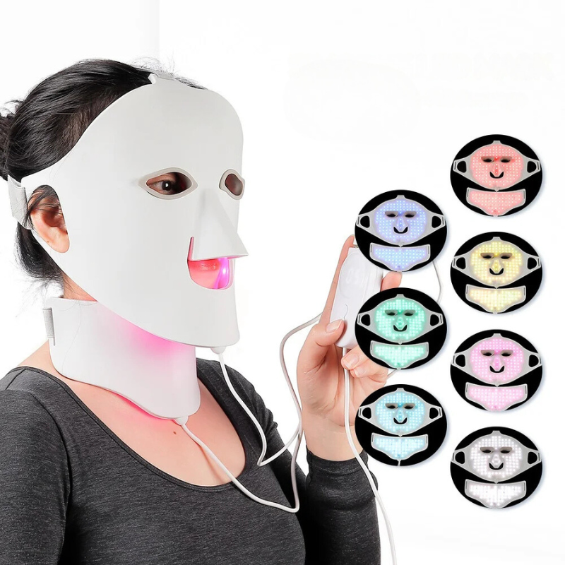 LED Light Therapy Mask Luminex 7 | 7-Color Light for Face & Neck | 168 LEDs | Skin Rejuvenation with Silicone Comfort