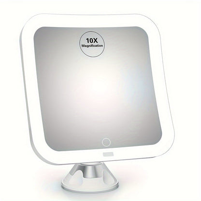 Visiora LED Makeup Mirror | 10x Magnification | Touch Control & Suction Cup | Black