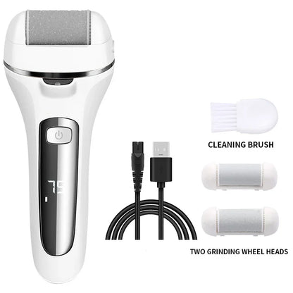 Pediluxe Pro Electric Callus Remover | With 3 Sanding Heads, LED & LCD Display | Rechargeable & IPX7 Waterproof | For Smooth & Well-Groomed Feet