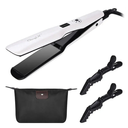Titanium Flat Iron & Curling Styler Silkion Pro | Nano Titanium Plates & LCD Display | 45 cm | For Straight & Wavy Hair | Dual Voltage