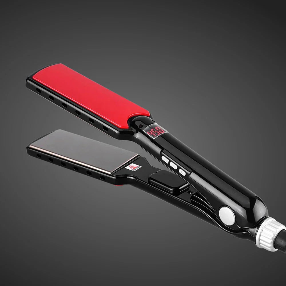 Flat iron TITANEA PRO | Wide nano-titanium plates | 50–249 °C | LED display & dual voltage | 25 × 4.3 × 3.5 cm