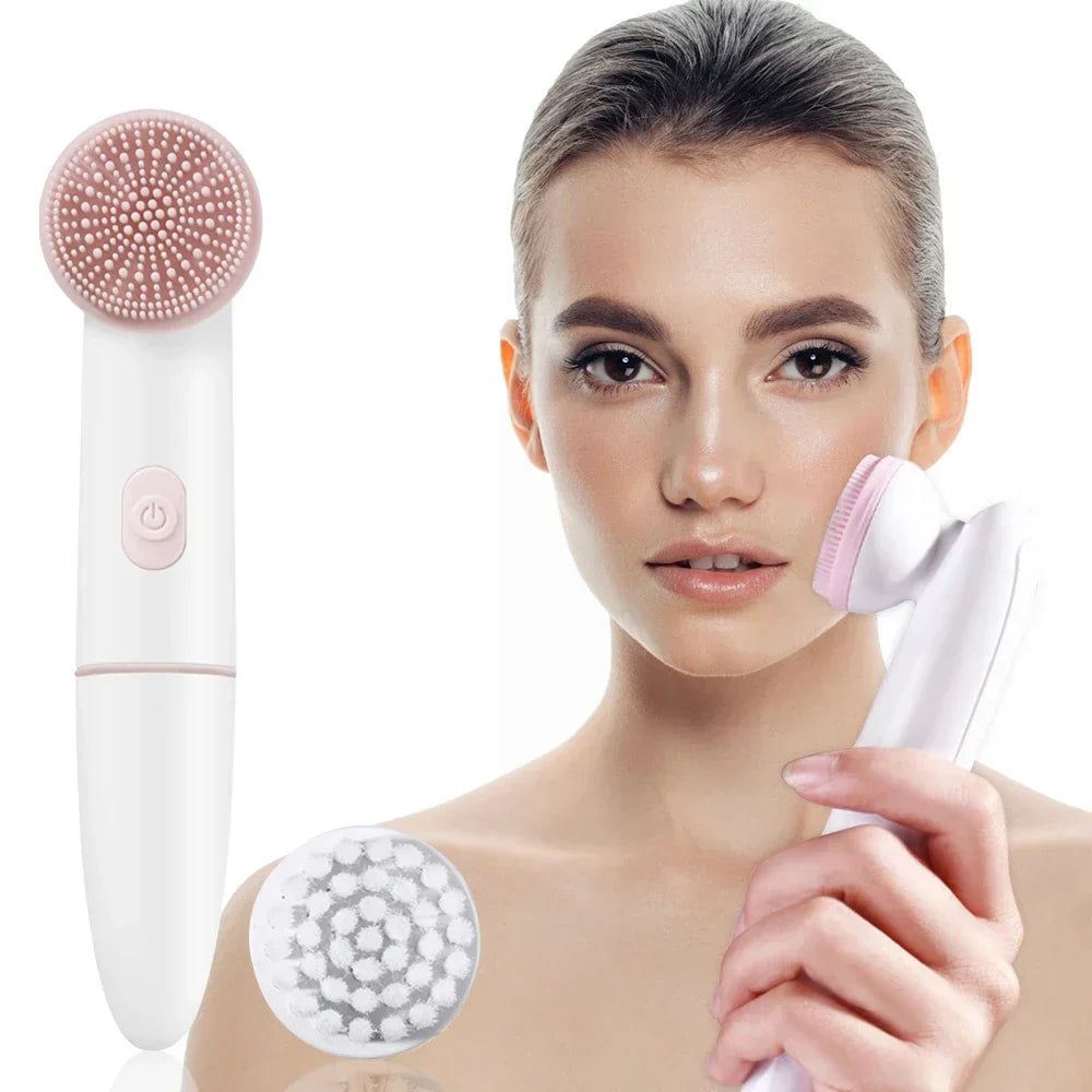 Skinvora 2-in-1 Silicone Facial Cleansing Device | Deep Cleansing & Massage | Waterproof & Skin-Friendly | 15.8 × 4.7 × 2.7 cm