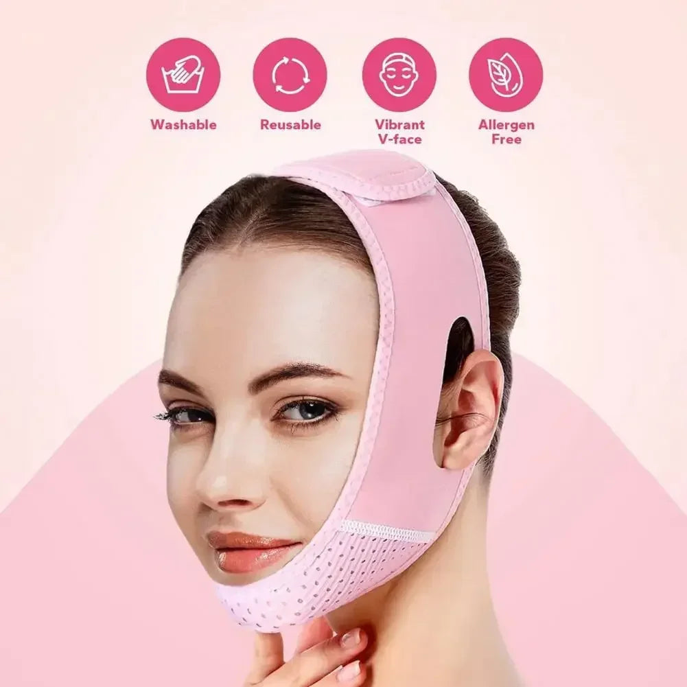 Velfina V-Line Facial Band | Double-Chin Reduction & Skin Tightening | Reusable & Breathable | For Women & Men