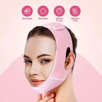Velfina V-Line Facial Band | Double-Chin Reduction & Skin Tightening | Reusable & Breathable | For Women & Men