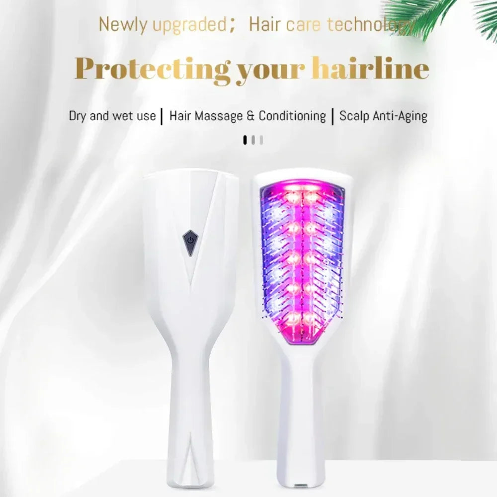 Infrared Scalp Comb VITALUXE | LED Therapy & Massage | USB Rechargeable | Promotes Hair Growth & Relaxation | 22×6.5×5.2 cm