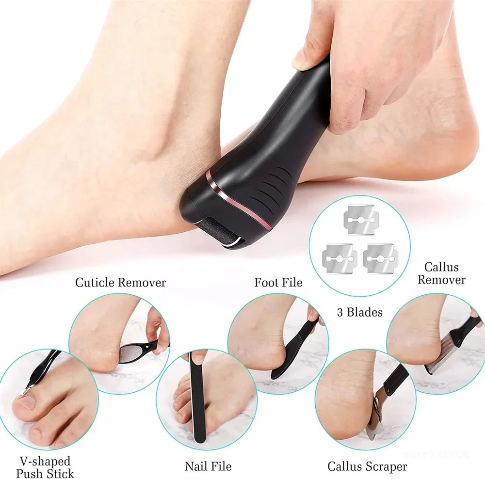 Pediluxe Pro Electric Callus Remover | With 3 Sanding Heads, LED & LCD Display | Rechargeable & IPX7 Waterproof | For Smooth & Well-Groomed Feet