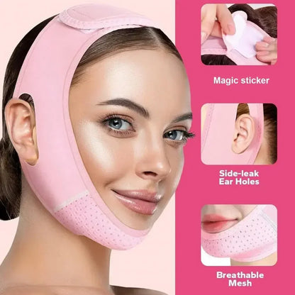 Velfina V-Line Facial Band | Double-Chin Reduction & Skin Tightening | Reusable & Breathable | For Women & Men