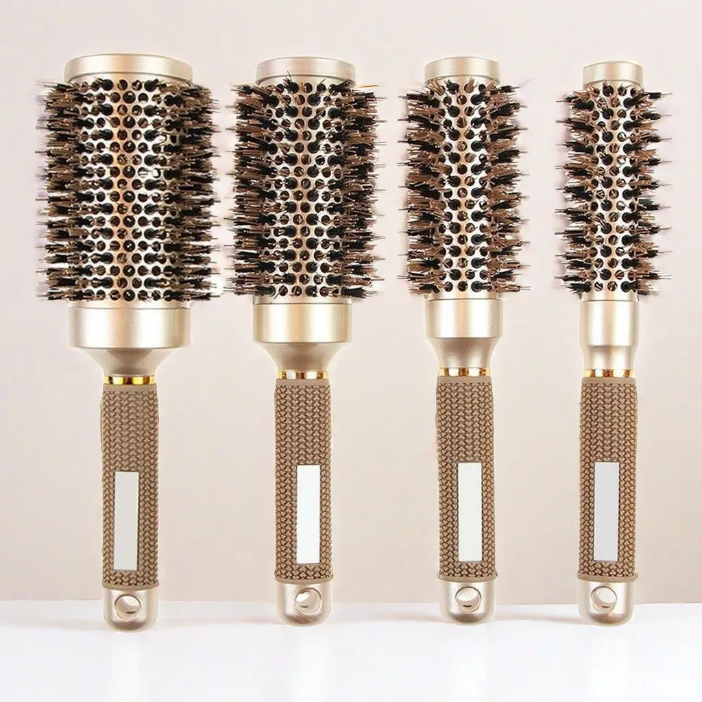 Round Brush Set GLOSSENTA | Ion-Ceramic & Boar Bristles | Anti-Frizz & Volume | Diameter 25–53 mm