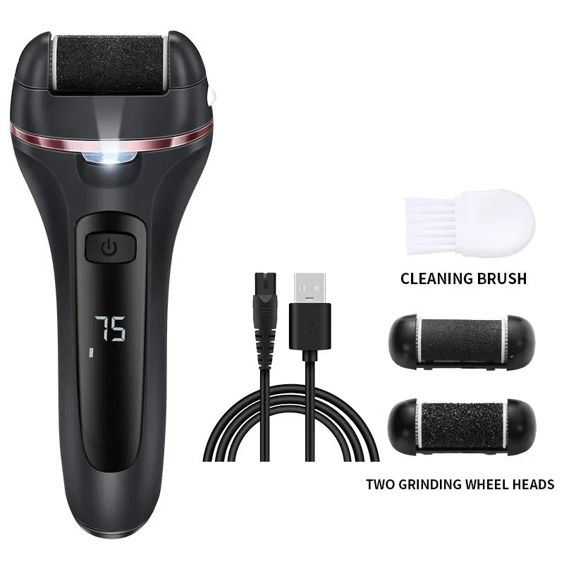 Pediluxe Pro Electric Callus Remover | With 3 Sanding Heads, LED & LCD Display | Rechargeable & IPX7 Waterproof | For Smooth & Well-Groomed Feet