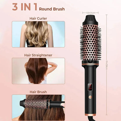 Stylique 3-in-1 Ionic Hair Straightener & Curling Iron | Straightening, Waves, Volume | Anti-Scald Brush