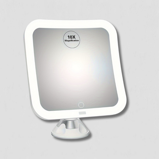 Visiora LED Makeup Mirror | 10x Magnification | Touch Control & Suction Cup | Black